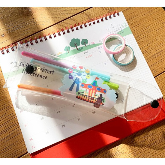 N.IVY Florescence PVC clear folding pencil case