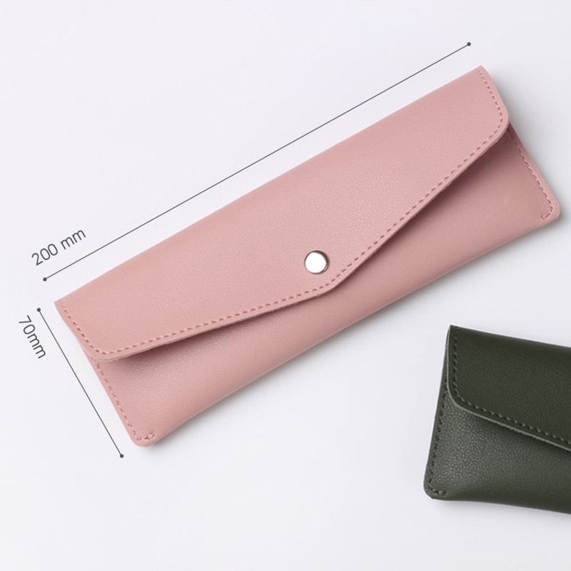 Size - Merci PU stitched slim pencil case pouch Size - Merci PU stitched slim pencil case pouch