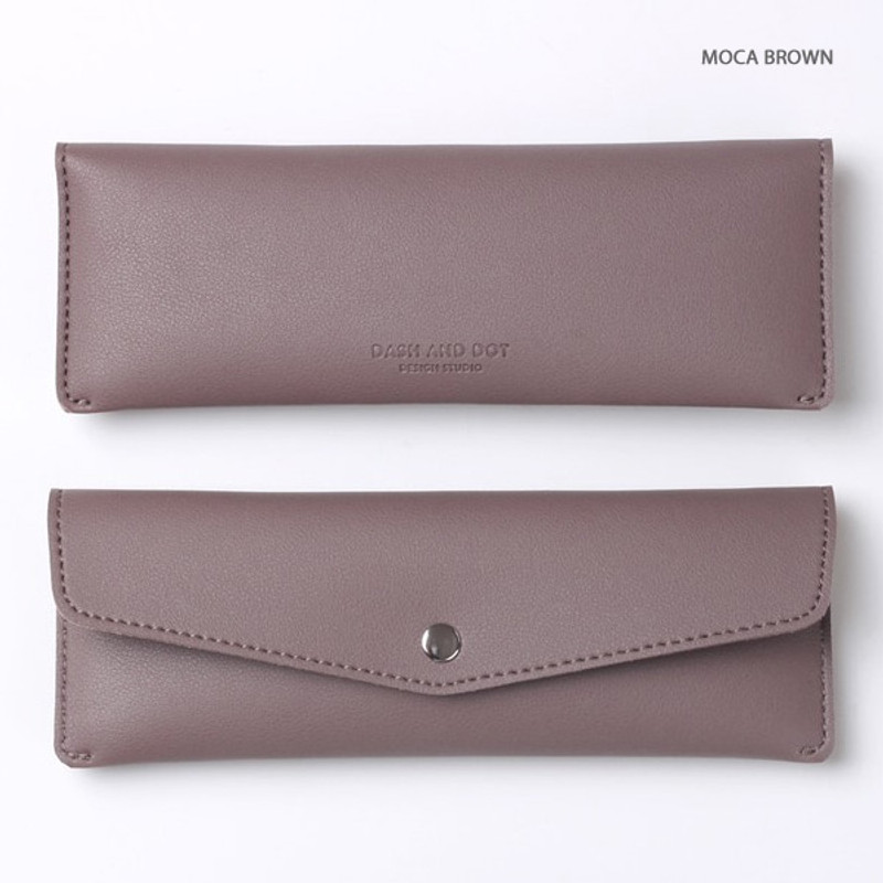 Mocha brown - Merci PU stitch slim pencil case pouch Mocha brown - Merci PU stitch slim pencil case pouch