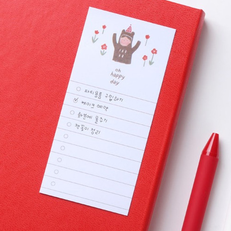Example of use - Happy checklist sticky notepad memo Example of use - Happy checklist sticky notepad memo