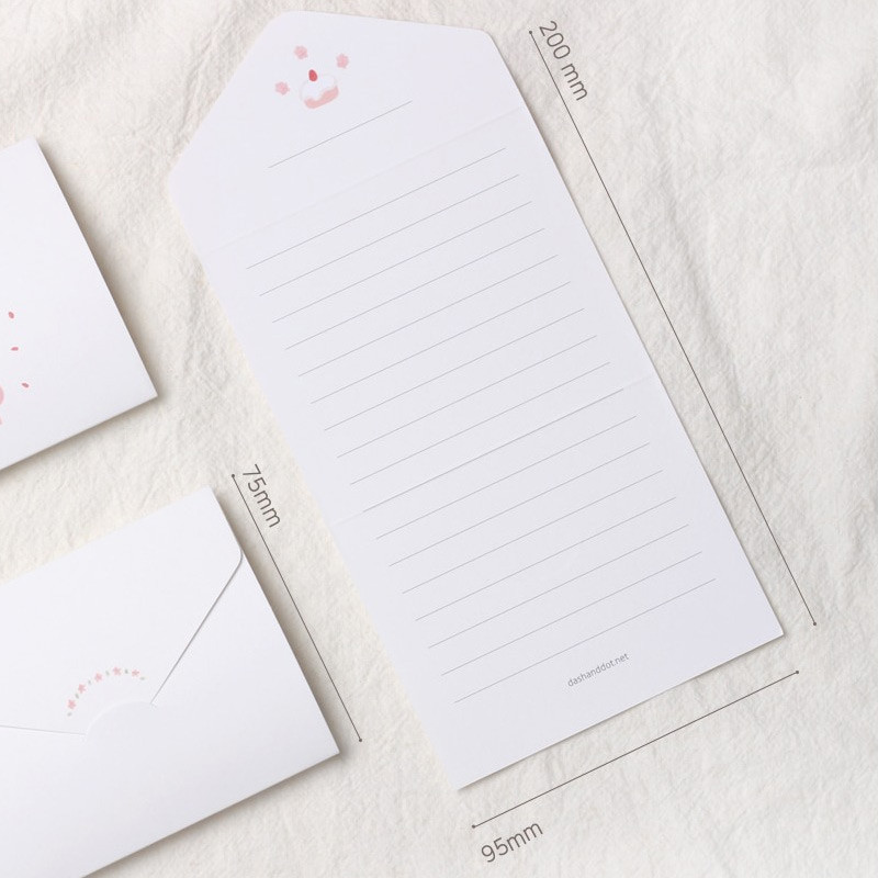 Size - Dash and Dot Thanks folded letter card envelope set