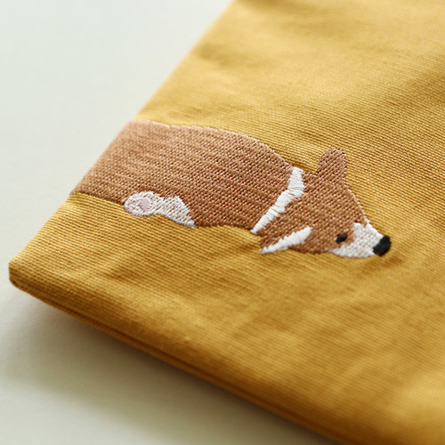 Embroidery rectangle fabric zipper pouch - Welsh corgi