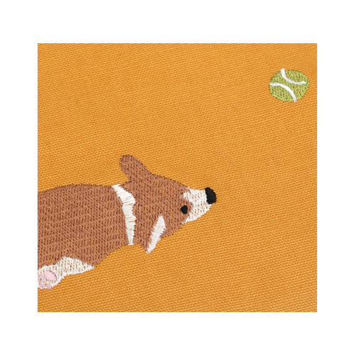 Embroidery rectangle fabric zipper pouch - Welsh corgi