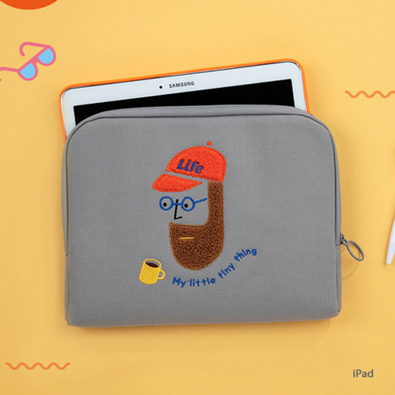 iPad - Beard man boucle canvas iPad laptop pouch case iPad - Beard man boucle canvas iPad laptop pouch case