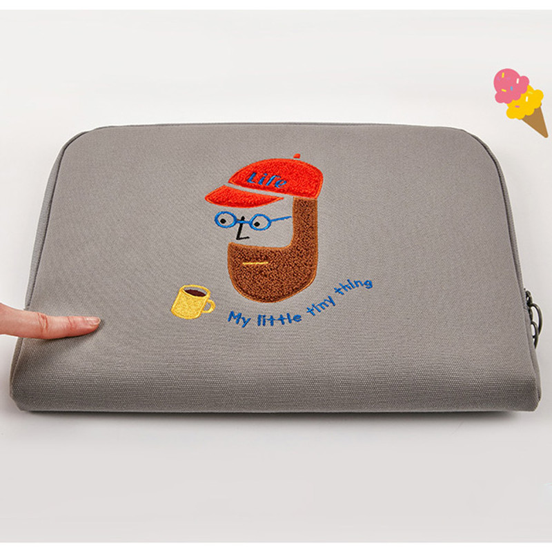 Extra cushioning - Beard man boucle canvas iPad laptop pouch case Extra cushioning - Beard man boucle canvas iPad laptop pouch case