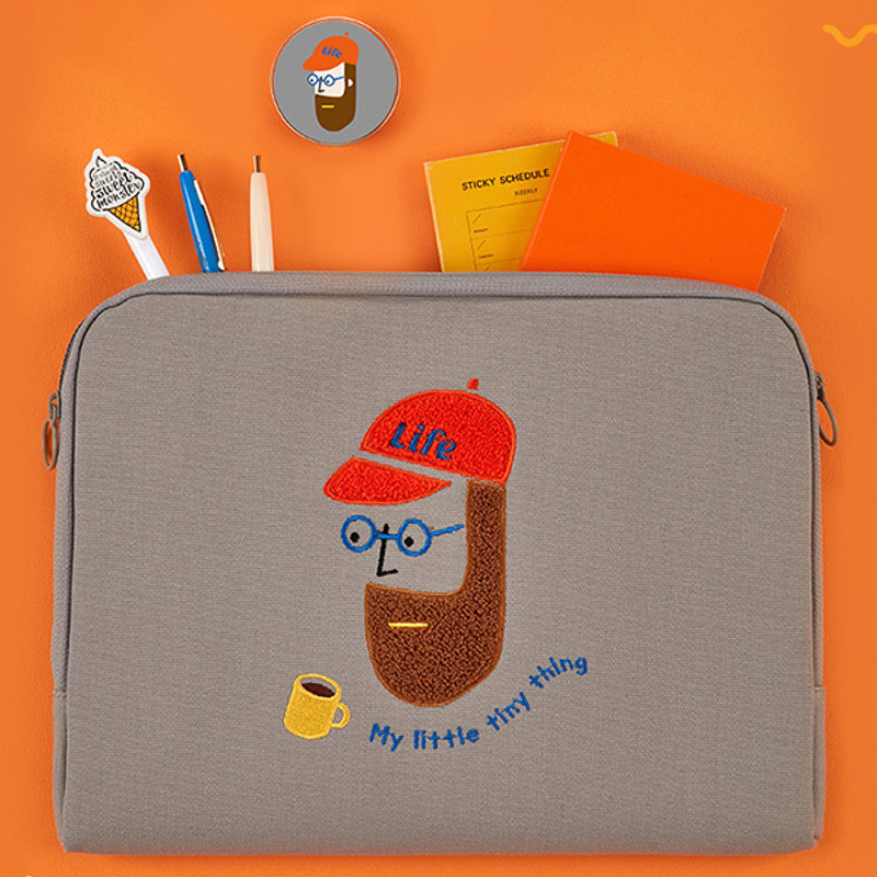Antenna Shop Beard man boucle canvas iPad laptop pouch case Antenna Shop Beard man boucle canvas iPad laptop pouch case