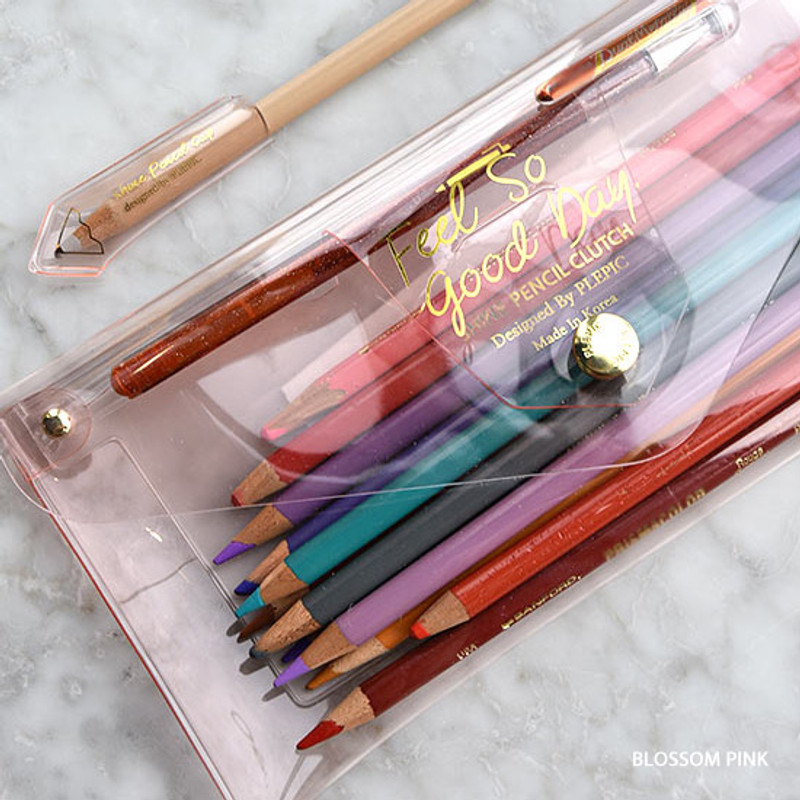 Blossom pink - Feel so good shine pencil case pouch with pencil cap