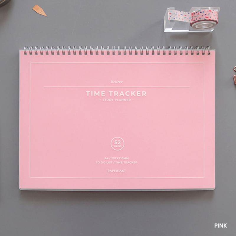 Pink - PAPERIAN Believe time tracker spiral dateless study planner