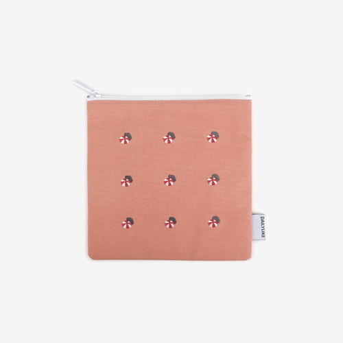 Dailylike Embroidery rectangle fabric zipper pouch - Parasol
