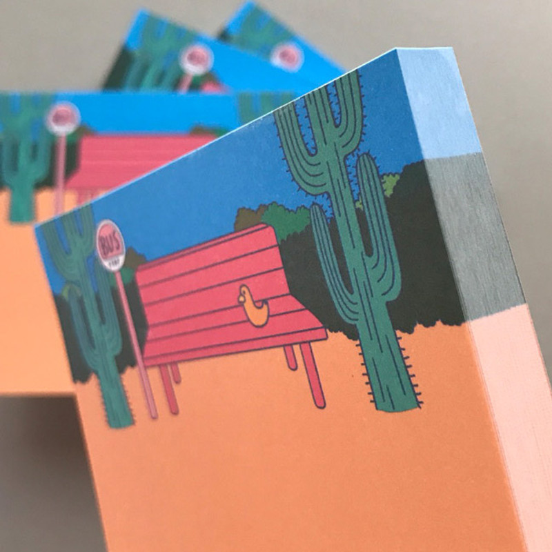 Detail of Memowang bench illustration memo notepad  Detail of Memowang bench illustration memo notepad