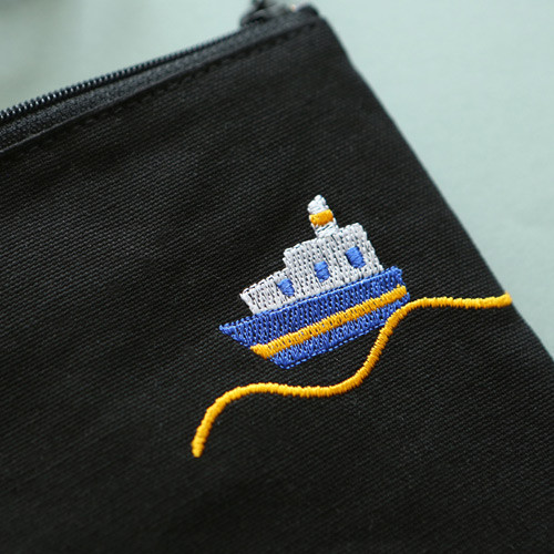 Dailylike Embroidery rectangle fabric zipper pouch - Ship