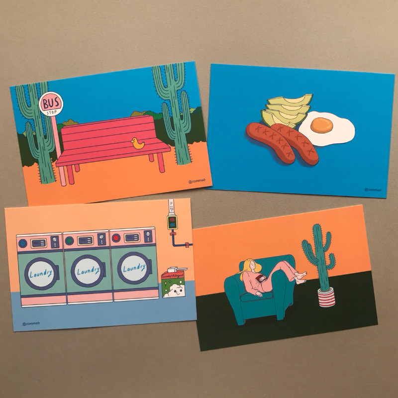 CommaB retro illustration postcard CommaB retro illustration postcard