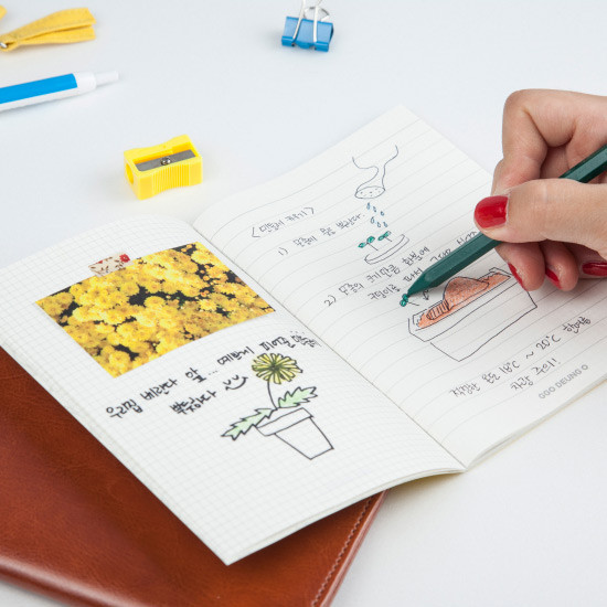 Example of use - Ggo deung o small grid and lined notebook 