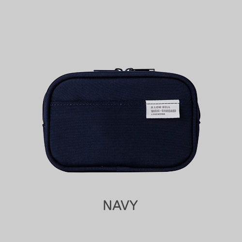 Navy - A low hill basic pocket camera zipper pouch case ver5