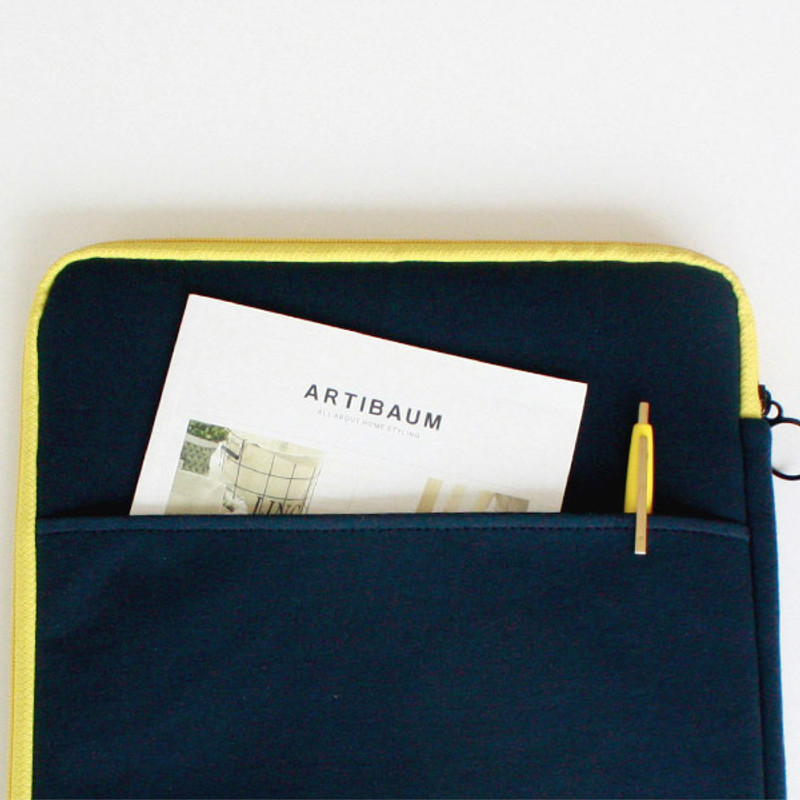 Back pocket - Wanna This Tailorbird embroidered 13" laptop pouch case ver4 Back pocket - Wanna This Tailorbird embroidered 13" laptop pouch case ver4