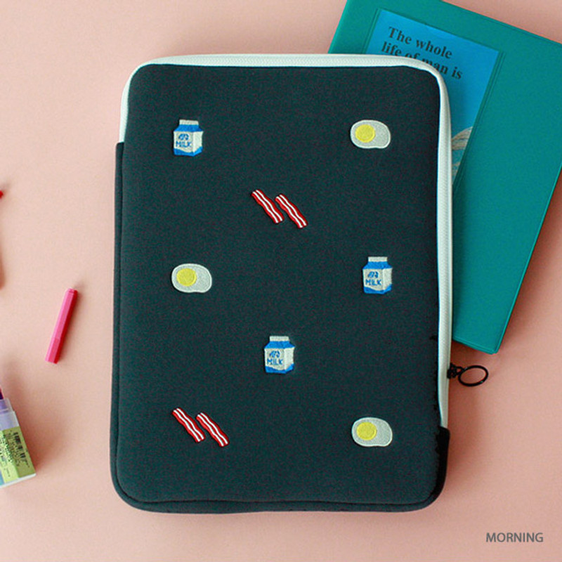 Morning - Wanna This Tailorbird embroidered 13" laptop pouch case ver4 Morning - Wanna This Tailorbird embroidered 13" laptop pouch case ver4