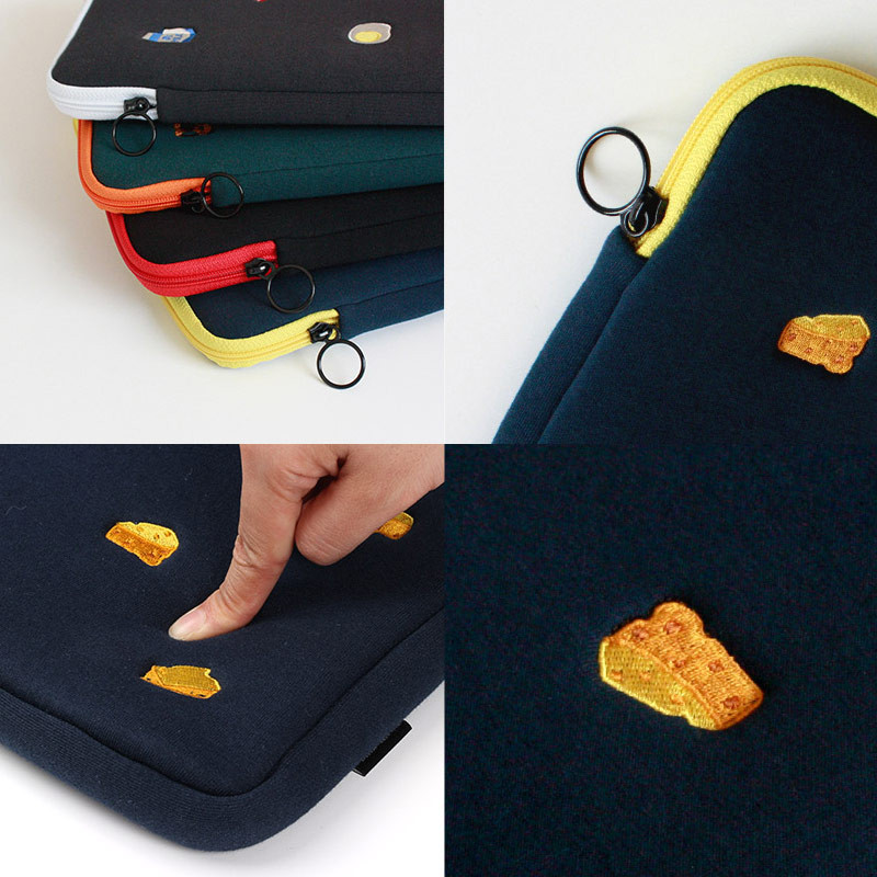 Zip closure - Wanna This Tailorbird embroidered 13" laptop pouch case ver4 Zip closure - Wanna This Tailorbird embroidered 13" laptop pouch case ver4