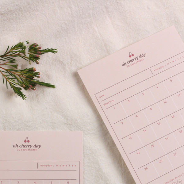 Example of use - Dash and Dot Oh cherry day 30 days goal planning tracker