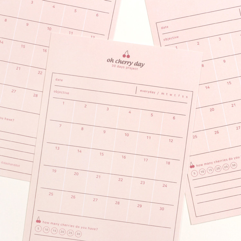 Dash and Dot Oh cherry day 30 days goal planning tracker