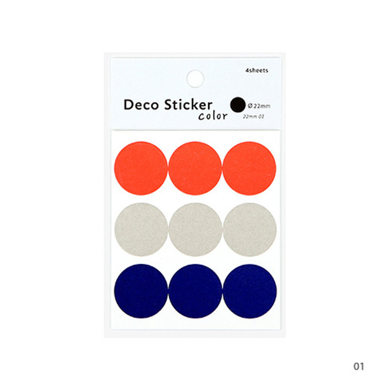 01 - Dailylike Color 22mm circle deco sticker 4 sheets 01 - Dailylike Color 22mm circle deco sticker 4 sheets