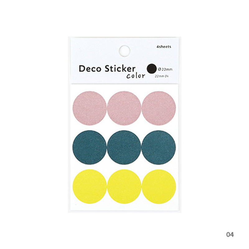04 - Dailylike Color 22mm circle deco sticker 4 sheets 04 - Dailylike Color 22mm circle deco sticker 4 sheets