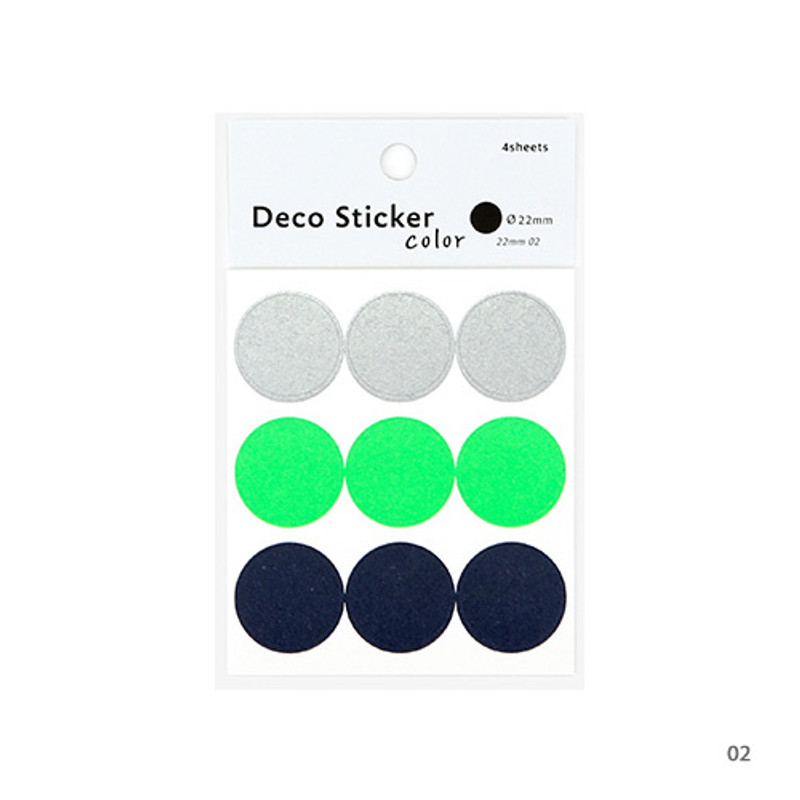 02 - Dailylike Color 22mm circle deco sticker 4 sheets 02 - Dailylike Color 22mm circle deco sticker 4 sheets