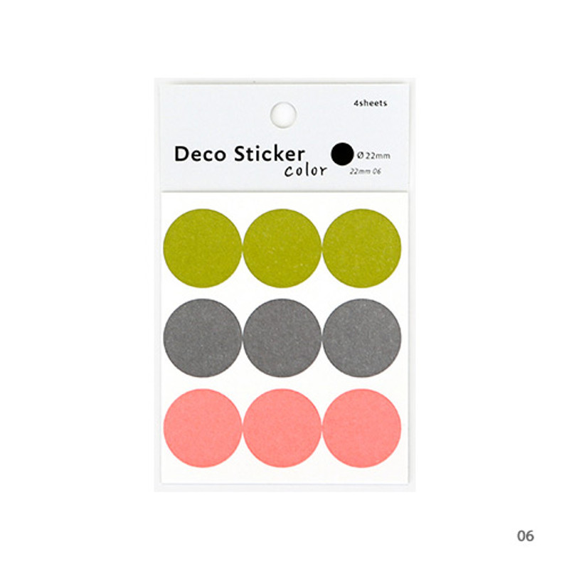 06 - Dailylike Color 22mm circle deco sticker 4 sheets 06 - Dailylike Color 22mm circle deco sticker 4 sheets