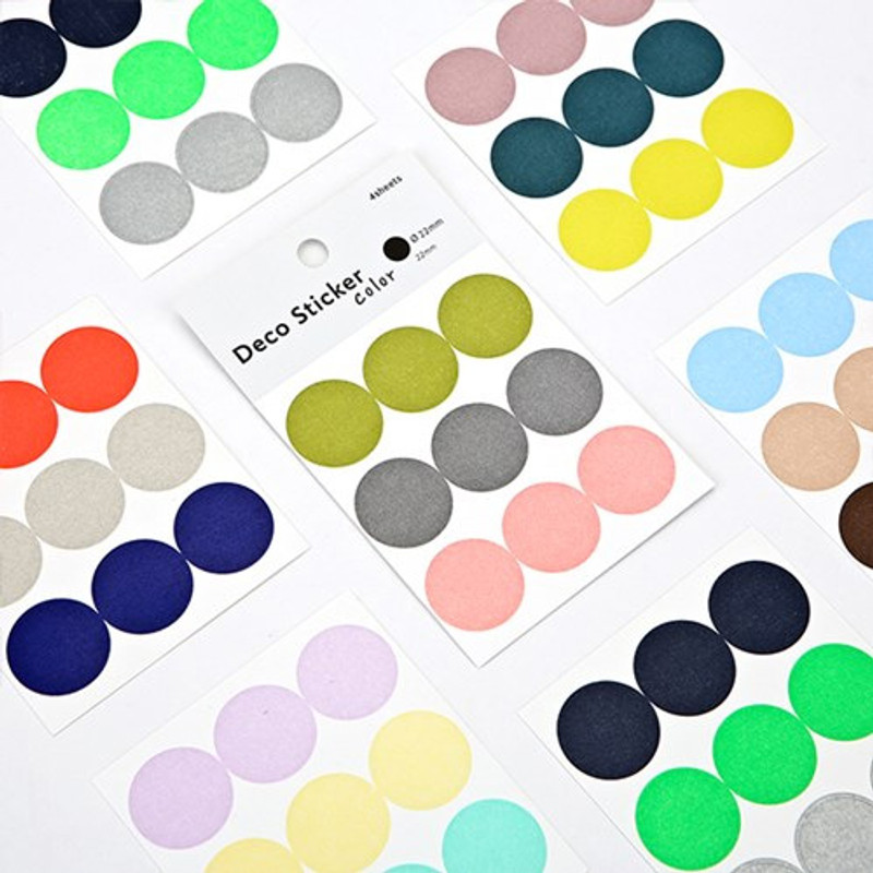 Dailylike Color 22mm circle deco sticker 4 sheets Dailylike Color 22mm circle deco sticker 4 sheets