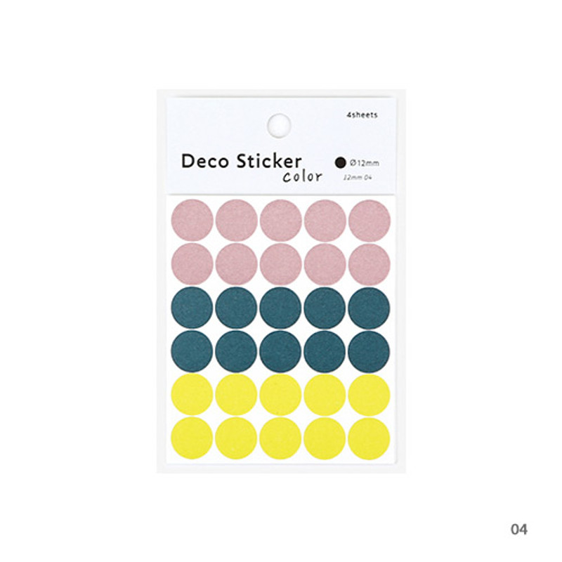 04 - Dailylike Color 12mm circle deco sticker 4 sheets