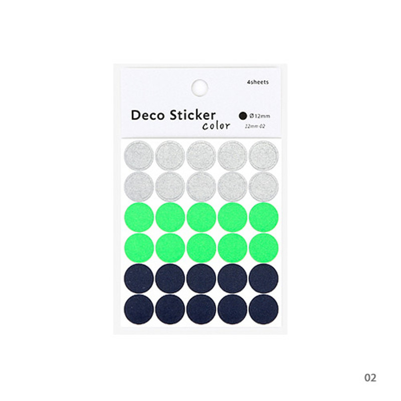 02 - Dailylike Color 12mm circle deco sticker 4 sheets