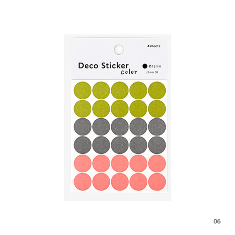 06 - Dailylike Color 12mm circle deco sticker 4 sheets