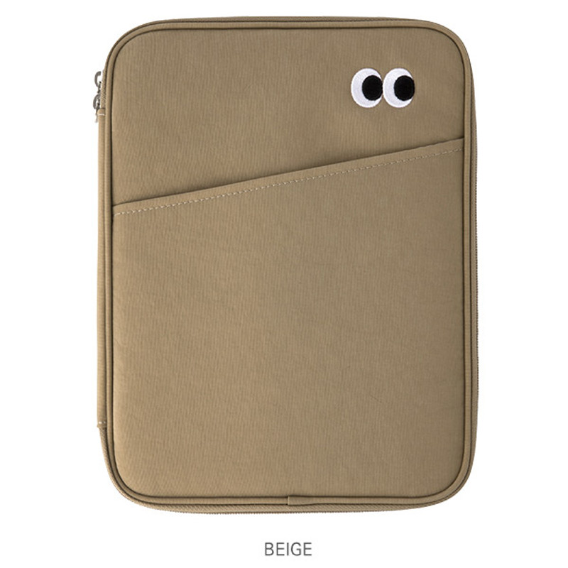 Beige - Livework Som Som pocket tablet iPad zip fabric pouch Beige - Livework Som Som pocket tablet iPad zip fabric pouch