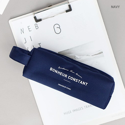 Navy - ICONIC Bonheur constant double zipper pencil case pen pouch