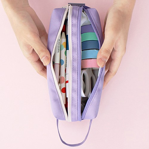 2 compartment - ICONIC Bonheur constant double zipper pencil case pen pouch