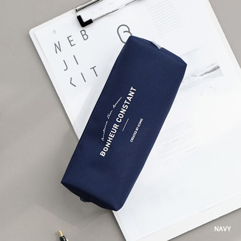 Navy - ICONIC Bonheur constant zipper pencil case pen pouch