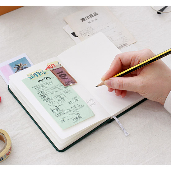 Example of use -  Prism 180 pages small blank notebook with elastic band