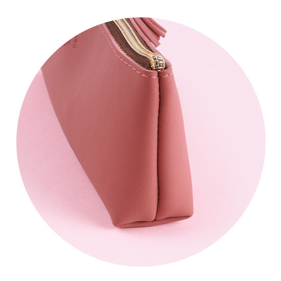 Detail of Rihoon Tassel PU zipper pencil case pen pouch