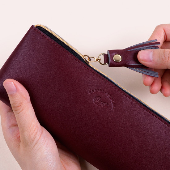 Zipper pencil case - Rihoon Tassel PU zipper pencil case pen pouch