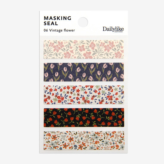 Dailylike Vintage flower masking seal paper deco sticker 4 sheets set