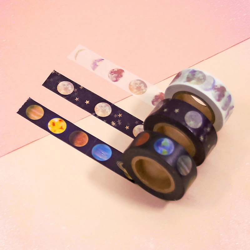 Universe moon 15mm width deco masking tape 02