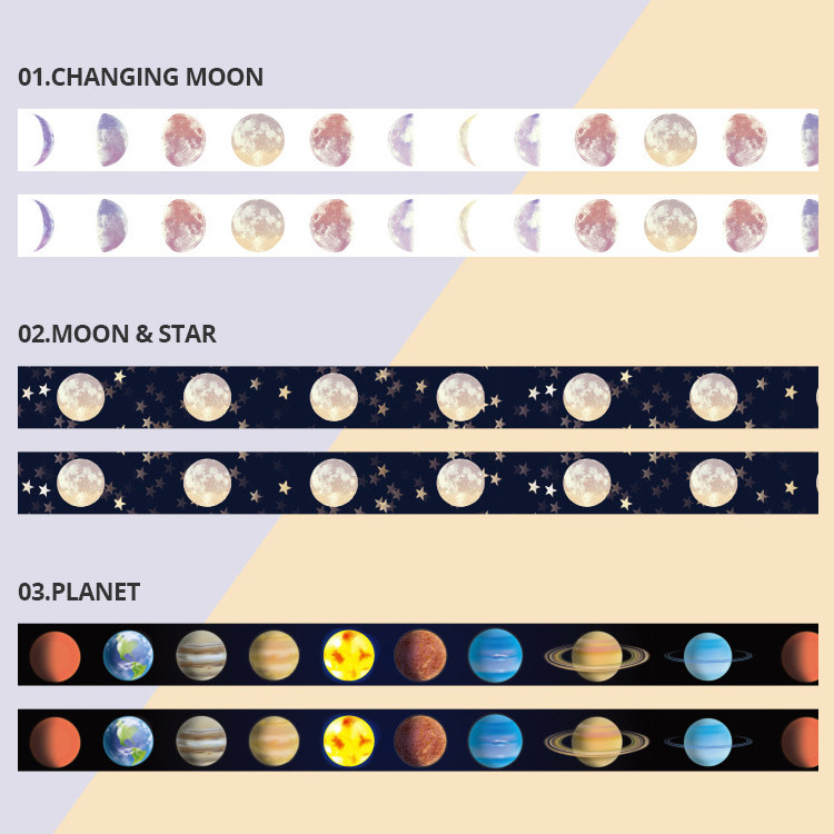 Universe moon 15mm width deco masking tape 02
