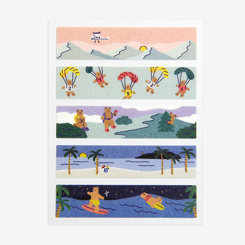 Dailylike Bear's day masking seal paper deco sticker 4 sheets set Dailylike Bear's day masking seal paper deco sticker 4 sheets set