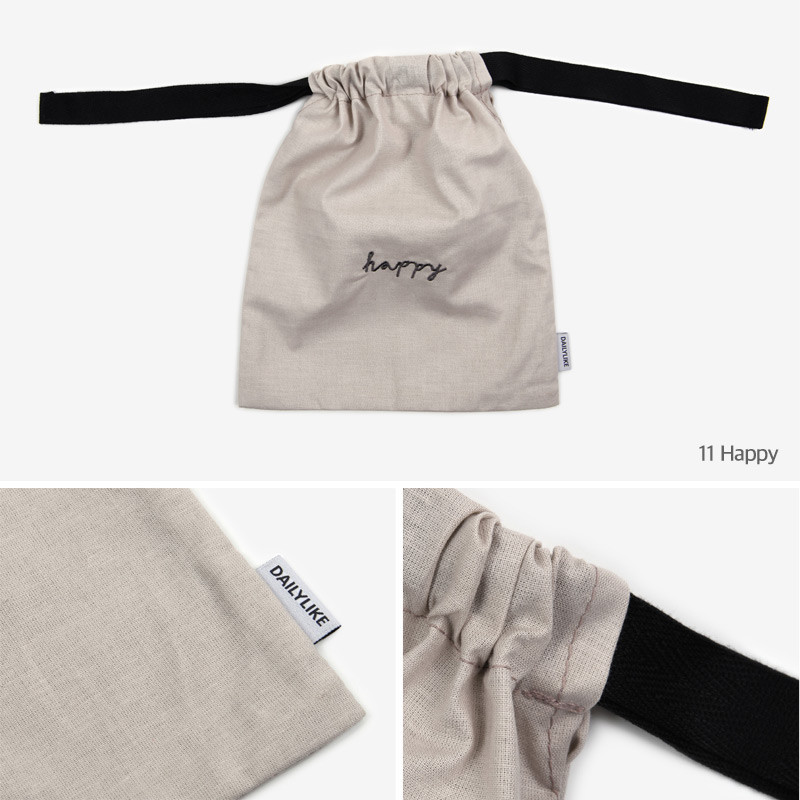 Dailylike Happy daily cotton drawstring pouch