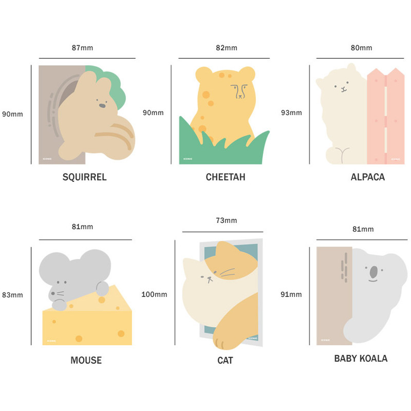 Size - ICONIC Peekaboo 60 sheets memo writing notepad Size - ICONIC Peekaboo 60 sheets memo writing notepad