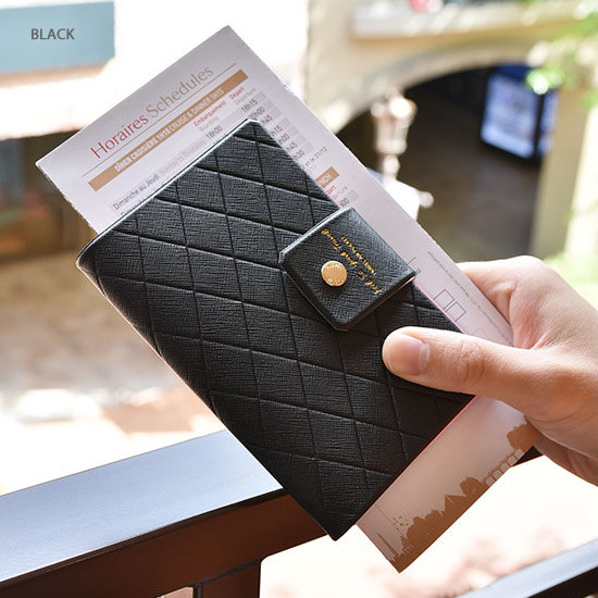 Black - Play Obje Diamond pattern travel passport case holder