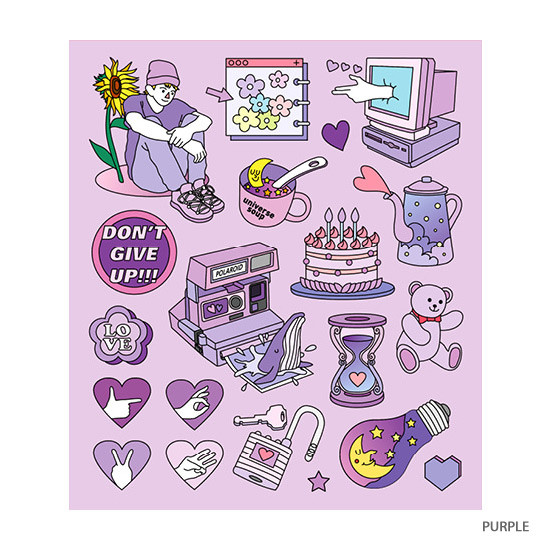 Purple - Pop illustration colorful point paper deco sticker ver2