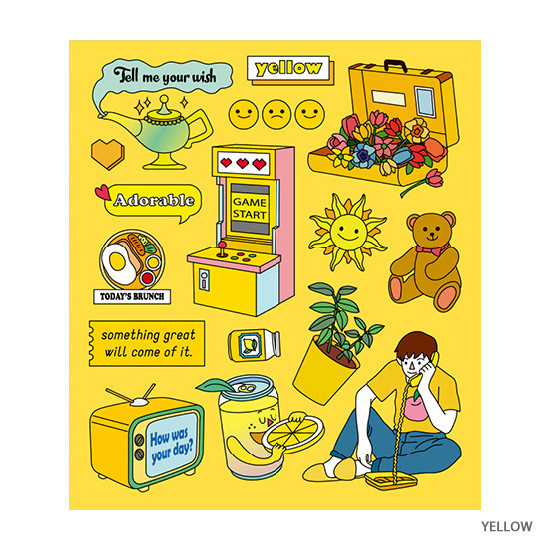 Yellow - Pop illustration colorful point paper deco sticker ver2