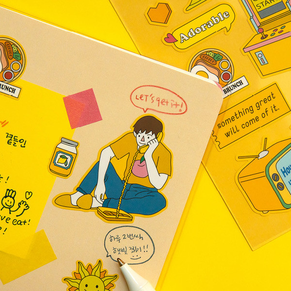 Example of use - Pop illustration colorful point paper deco sticker ver2