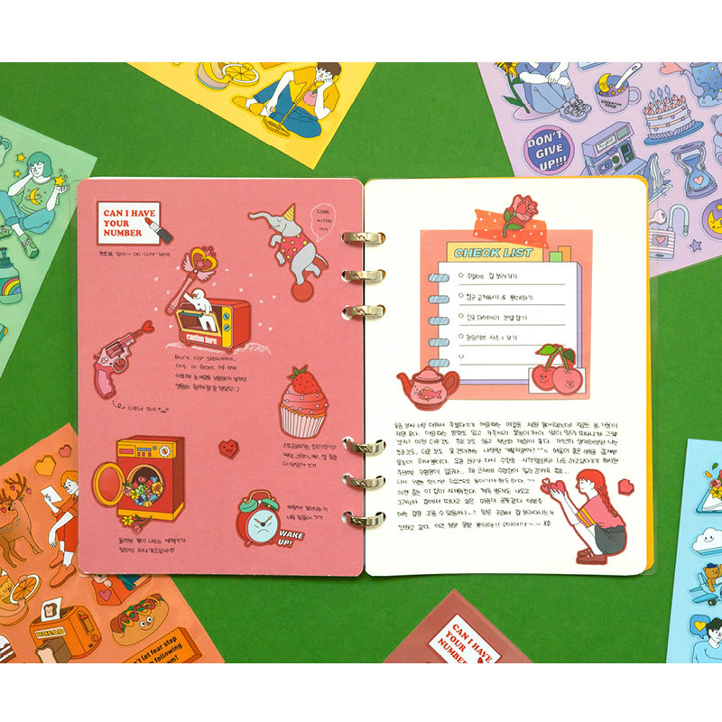 Example of use - Pop illustration colorful point paper deco sticker ver2