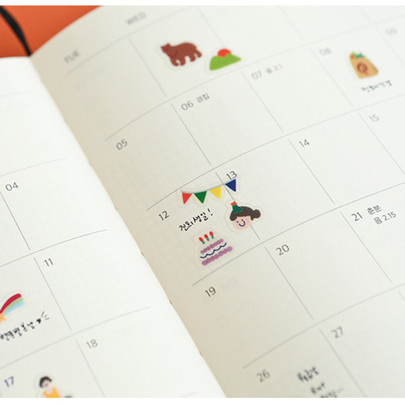 Example of use - Dailylike Party PVC cute seal sticker for the diary Example of use - Dailylike Party PVC cute seal sticker for the diary